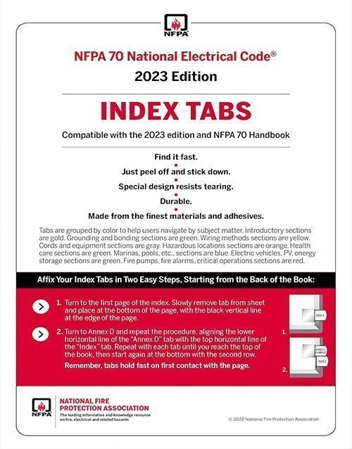 NFPA 70 National Electrical Code (NEC) Index Tabs 2023 Edition: ISBN 9781455929160